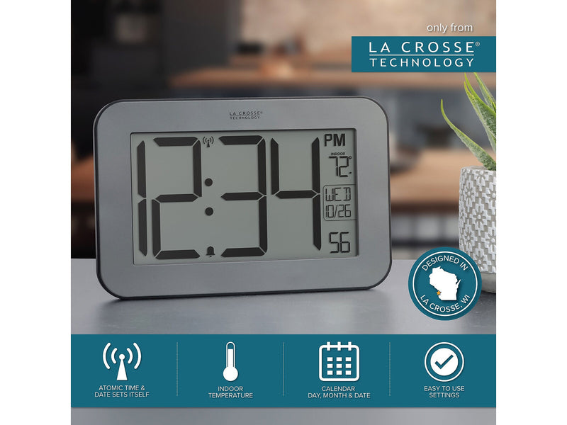 La Crosse Technology Atomic Digital Wall/Table Clock, 10" x 6.5" (513-02927)