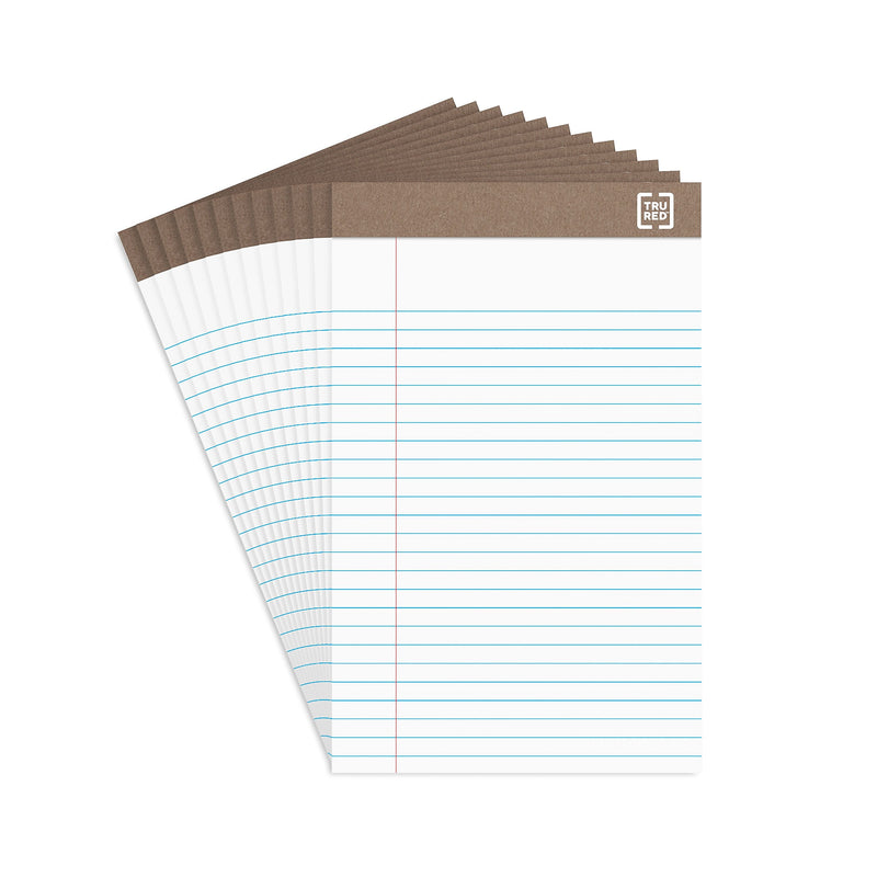TRU RED™ Notepad, 5" x 8", Narrow Ruled, White, 50 Sheets/Pad, Dozen Pads/Pack (TR58181)
