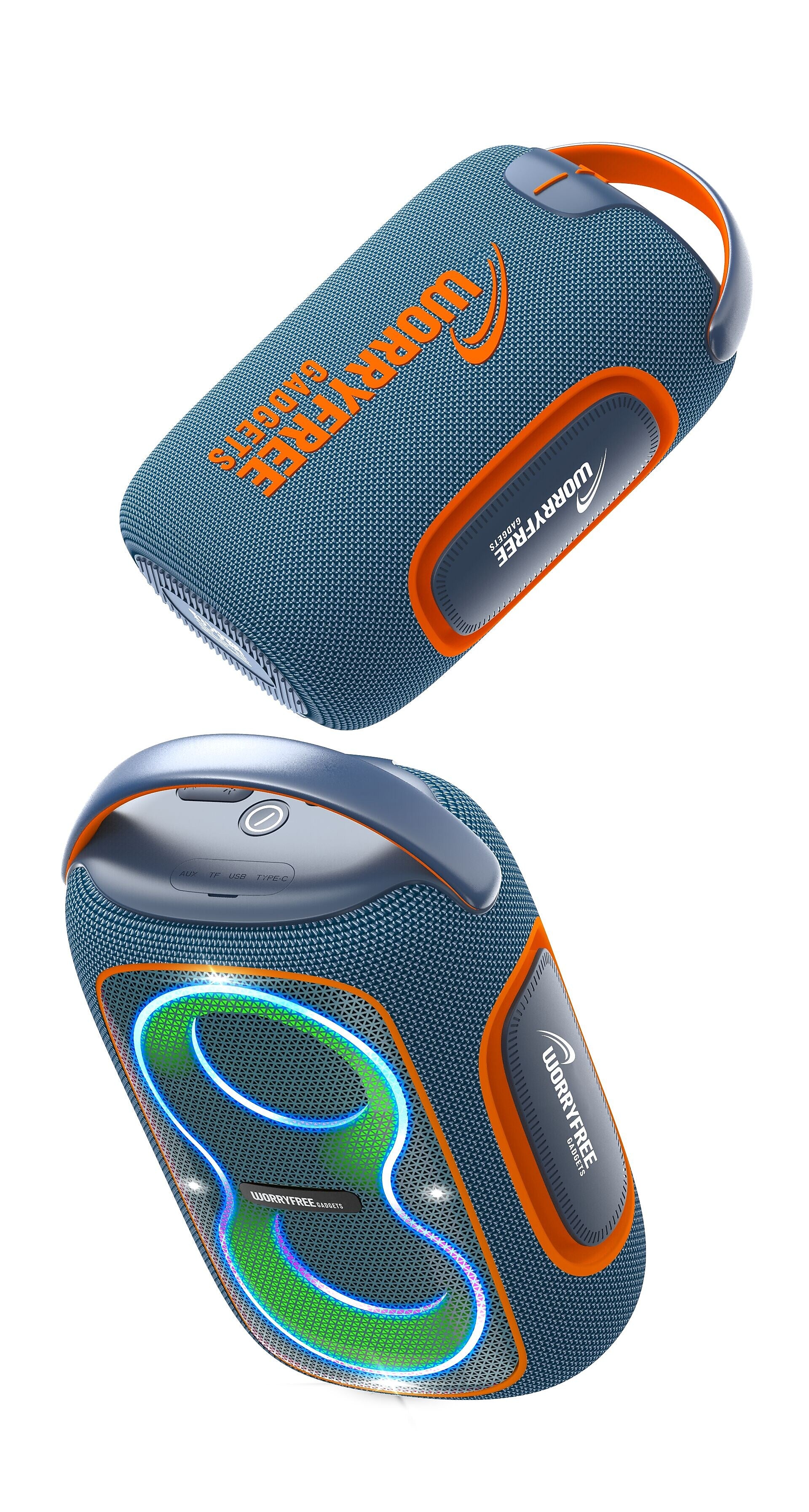 Worryfree Gadgets 50W Wireless Bluetooth Speaker with RGB Lights & Carry Handle, Blue (WH59-BLU)