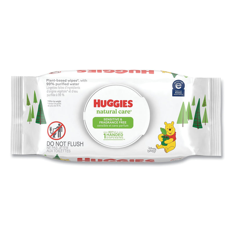 Huggies Natural Care Sensitive Baby Wipes, 1-Ply, 3.88 x 6.6, Unscented, White, 56/Pack, 8 Packs/Carton (KCC31803)