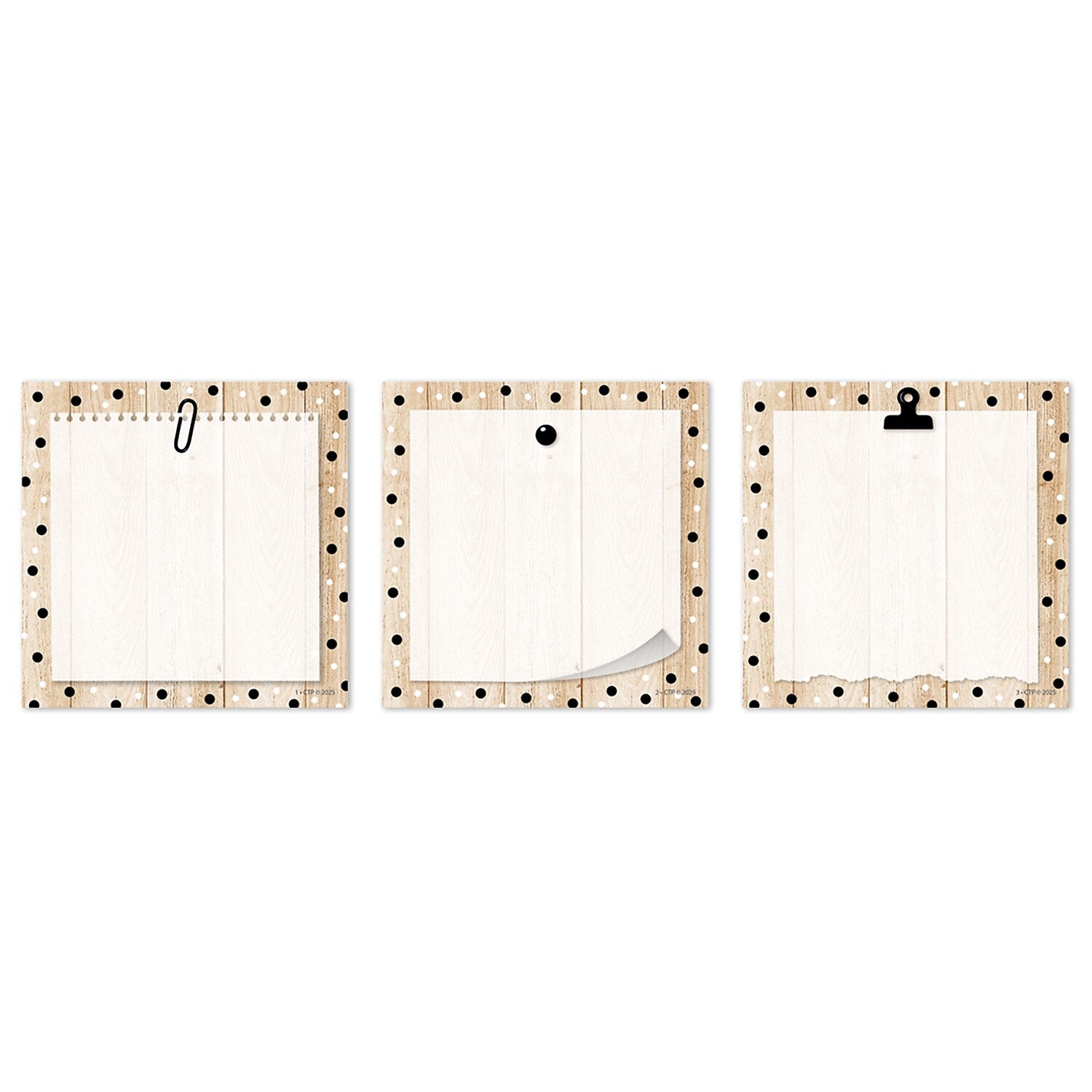 Creative Teaching Press Core Decor Polka Dots on Wood Designer Cut-Outs, 36/Pack, 3 Packs/Bundle (CTP11067-3)