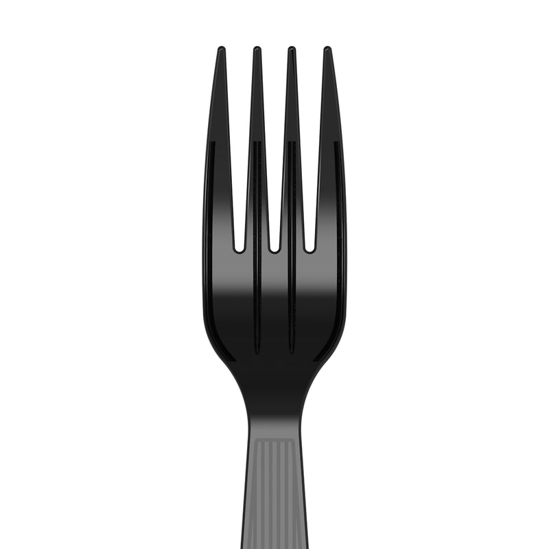Dixie Individually Wrapped Polystyrene Fork, Medium-Weight, Black, 1000/Carton (FM53C7)