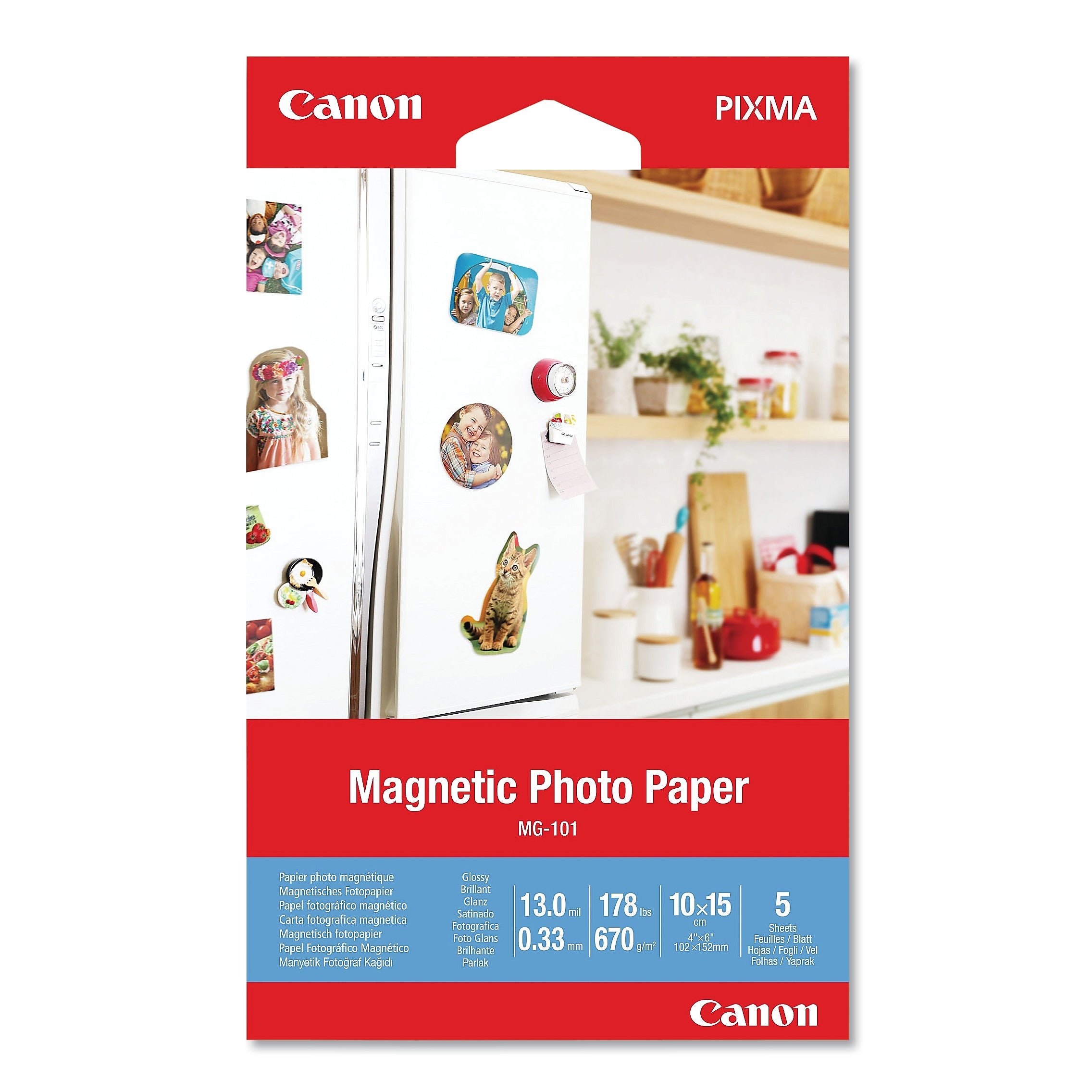 Canon Glossy Magnetic Photo Paper, 4" x 6", 5 Sheet/Pack (CNM3634C002)