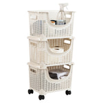 Mind Reader Plastic/Poly Mobile Kitchen Cart with Swivel Wheels, Ivory (ROLLBASK3-IVO)