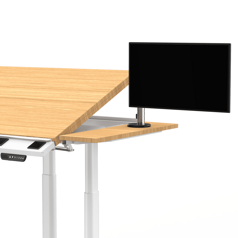 VersaDesk PowerLift Triad 48"W Electric Adjustable Drafting Table, Bamboo/White (TRDT-4830-WNB)