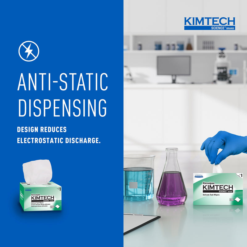 Kimtech SCIENCE KIMWIPES Delicate Task Durable Fibers Cleaning Wipers, 8.4" x 4.4", White, 280 Wipers/Box, 60/Carton