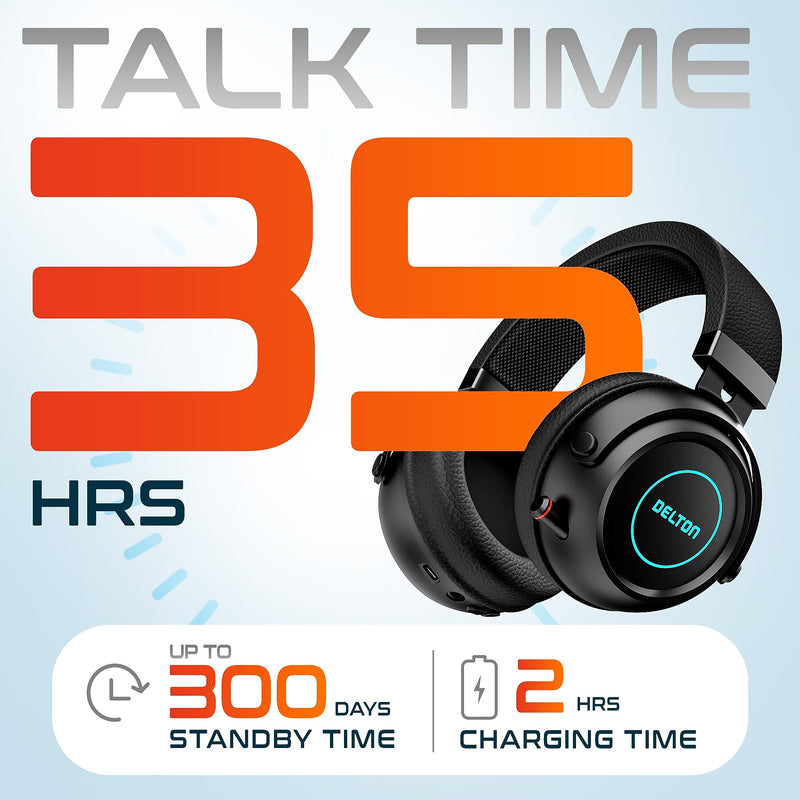 Delton G520 Wireless Noise Canceling Bluetooth Stereo Business/Gaming Over-the-Ear Computer Headset, Black (DBHG520)