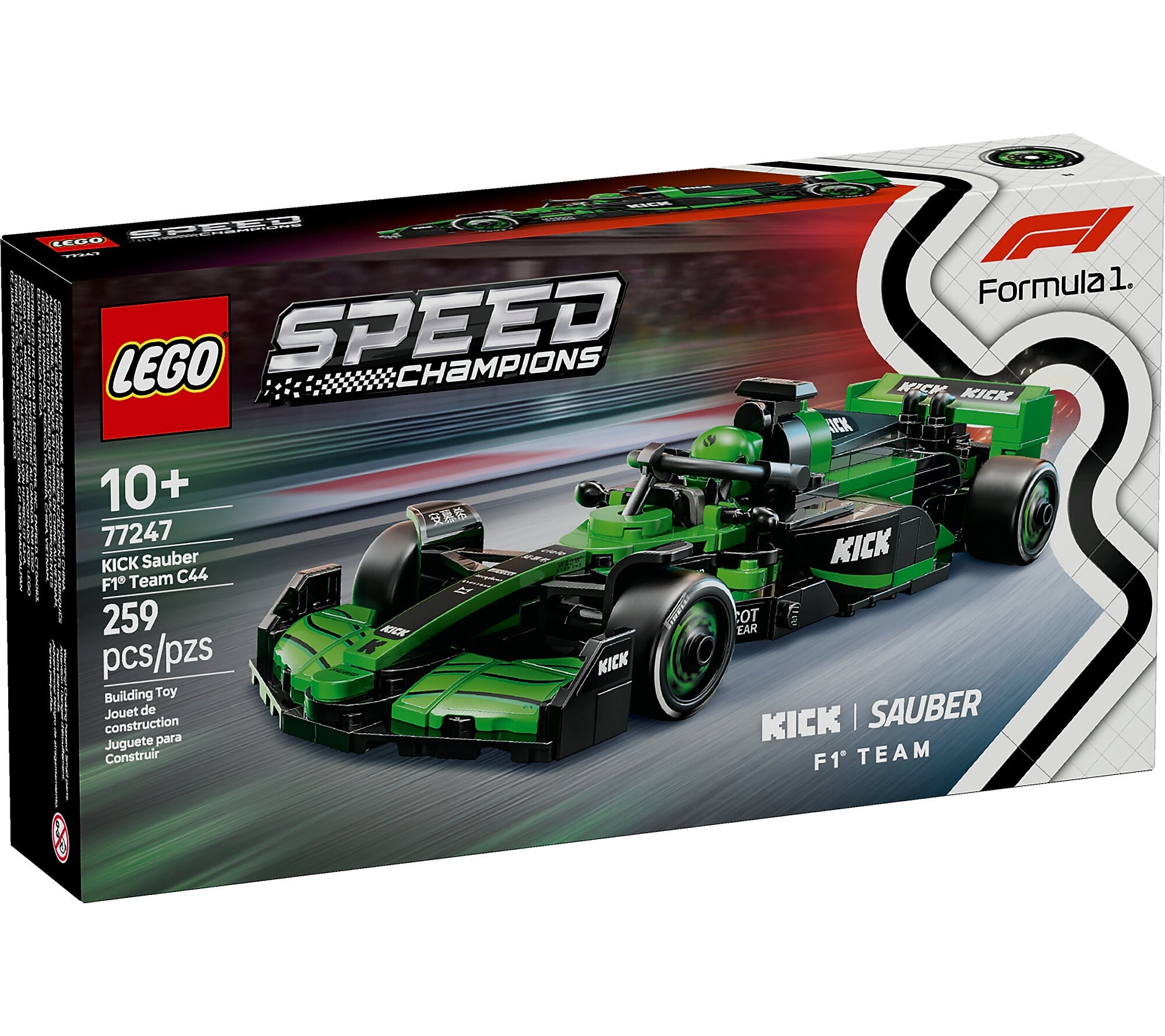 LEGO Speed Champions KICK Sauber F1 Team C44 Race Car, 259 Pieces (77247)