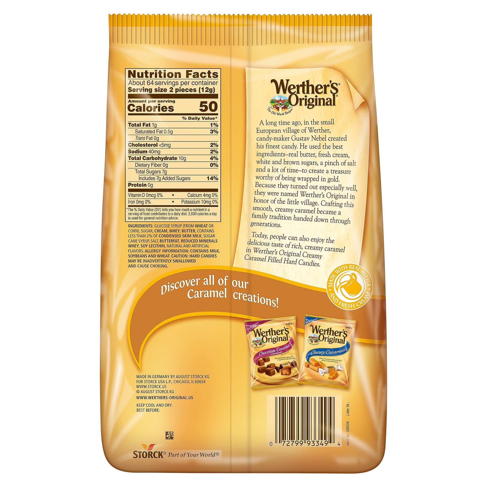 Werther's Original Creamy Caramel Filled Hard Candy, 27 oz., 128 Pieces (SUL46044)
