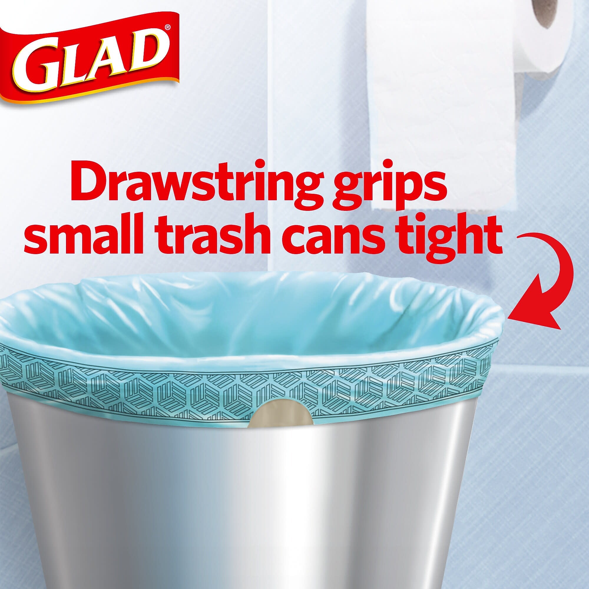 Glad 4 Gallon Drawstring Kitchen Trash Bags, Febreze Freshness Beachside Breeze Scent, Blue, 80/Box (79155)