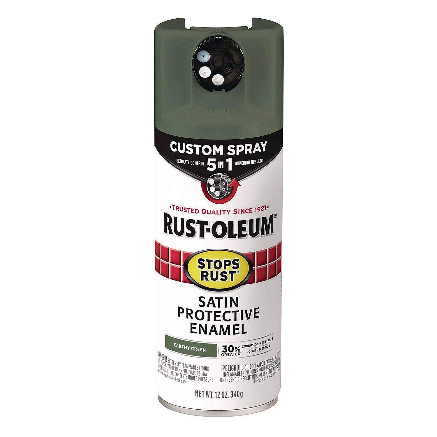 Rust-Oleum Stops Rust Protective Enamel Spray Paint, Satin Earthy Green, 12 oz., 6/Carton (383421)