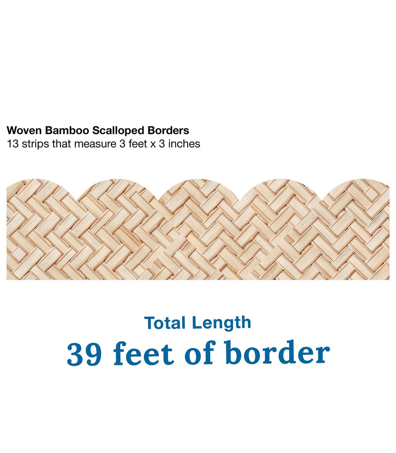Carson Dellosa Woven Bamboo Scalloped Borders, 13 Strips (108523)