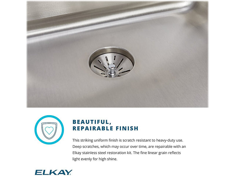 Elkay Lustertone Classic Single-Bowl Undermount Sink, 18.5" x 30.5" x 5.38", Stainless Steel, Lustrous Satin (ELUHAD281655)