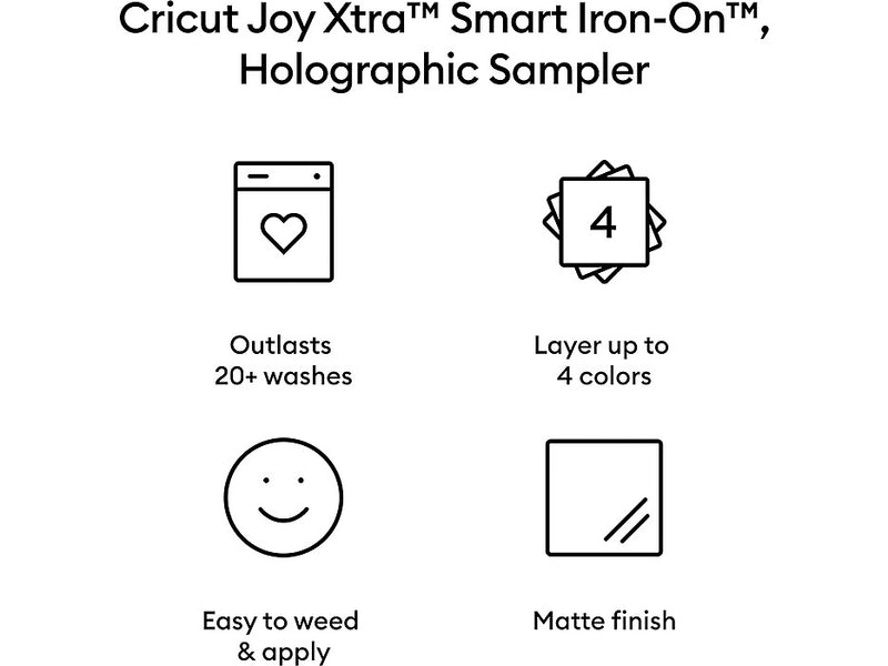 Cricut Joy Xtra Smart Iron-On Holographic Die Cutting Heat-Transfer Vinyl, Assorted Colors, 3/Pack (2010397)