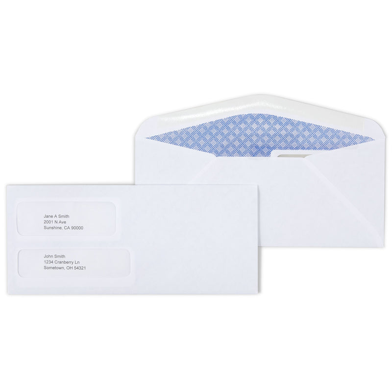 Staples Security Tinted #9 Double Window Envelopes, 3 7/8" x 8 7/8", White, 500/Box (ST266759-CC)