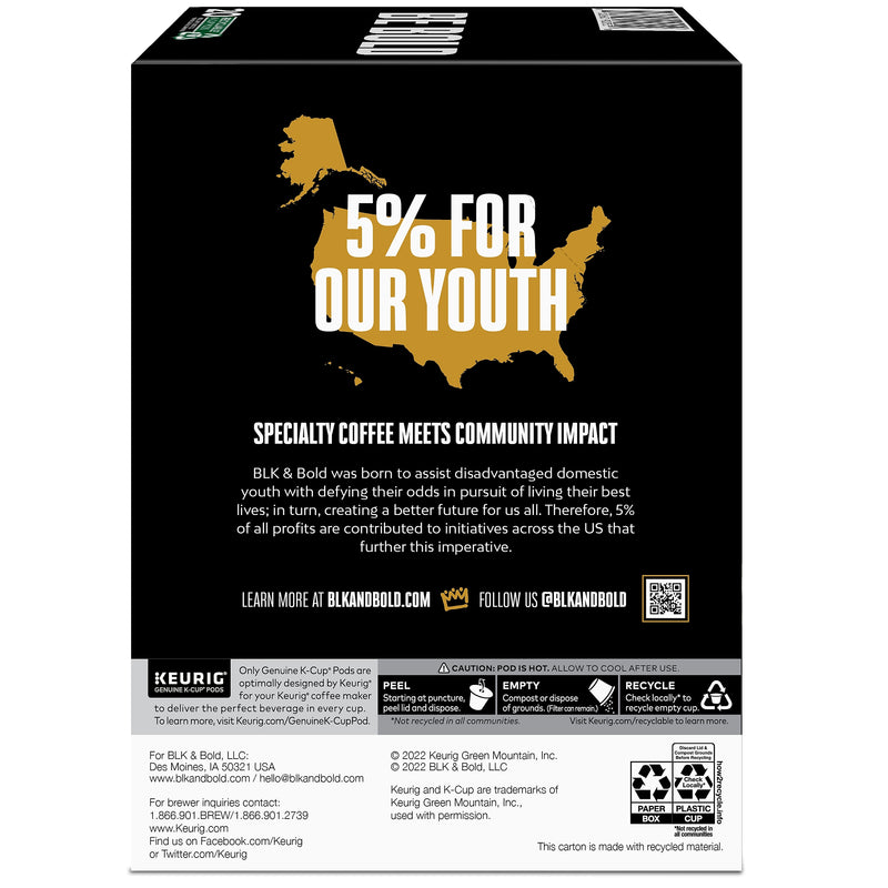 BLK & Bold Rise & GRND Coffee Keurig® K-Cup® Pods, Medium Roast, 20/Box (OKB90055)