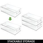 iDESIGN Stackable Plastic Storage Bin, 4" x 14.6"x 8", Clear, 6/Pack (29007M6)