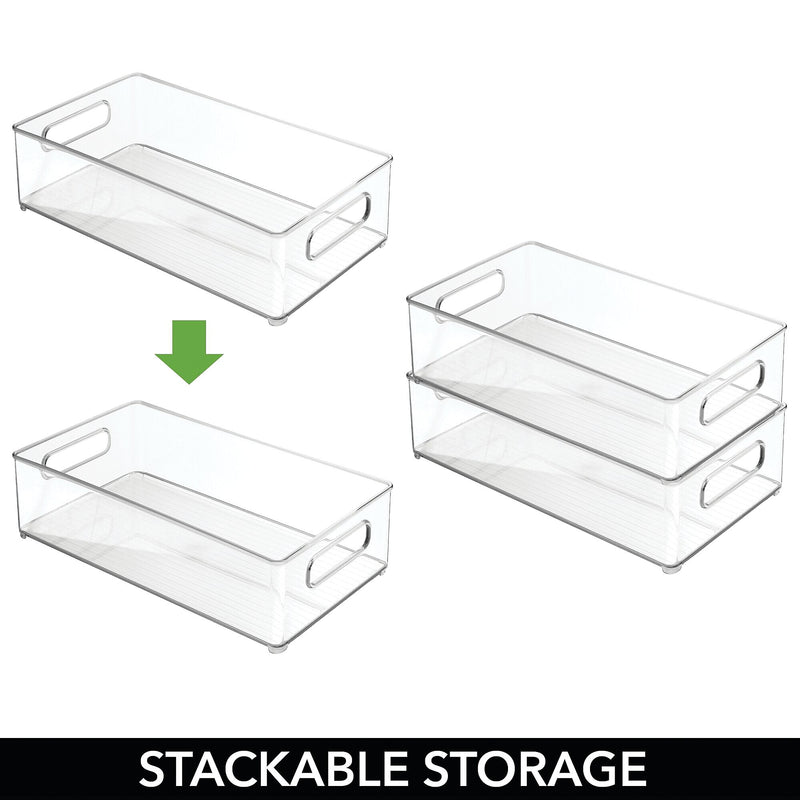 iDESIGN Stackable Plastic Storage Bin, 4" x 14.6"x 8", Clear, 6/Pack (29007M6)