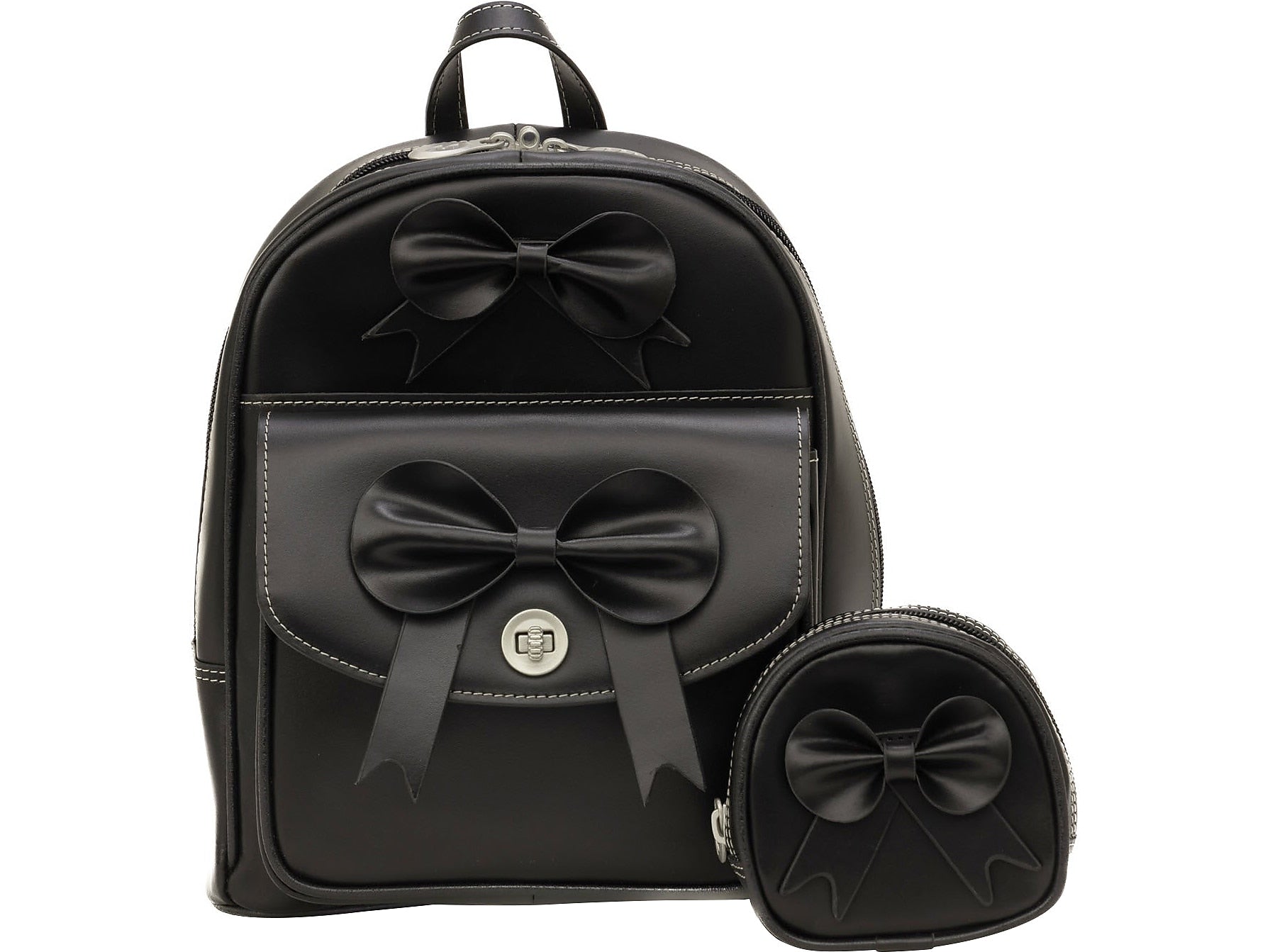 McKlein ACADIA 2-Piece Leather Backpack Set, Small, Black (99715)