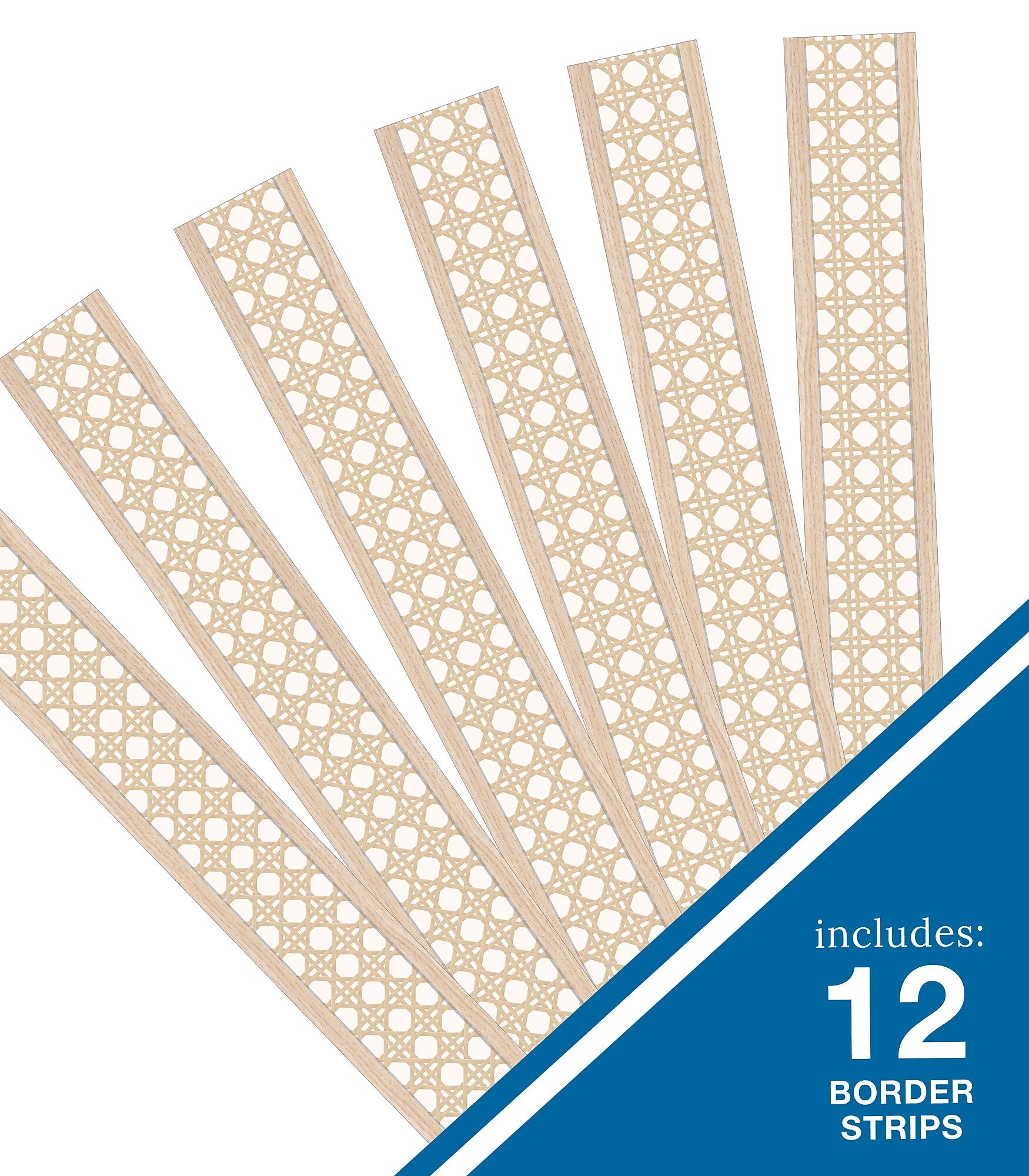 Carson Dellosa Education Straight Border, 3' x 3", Woven Cane, 12/Pack (108525)