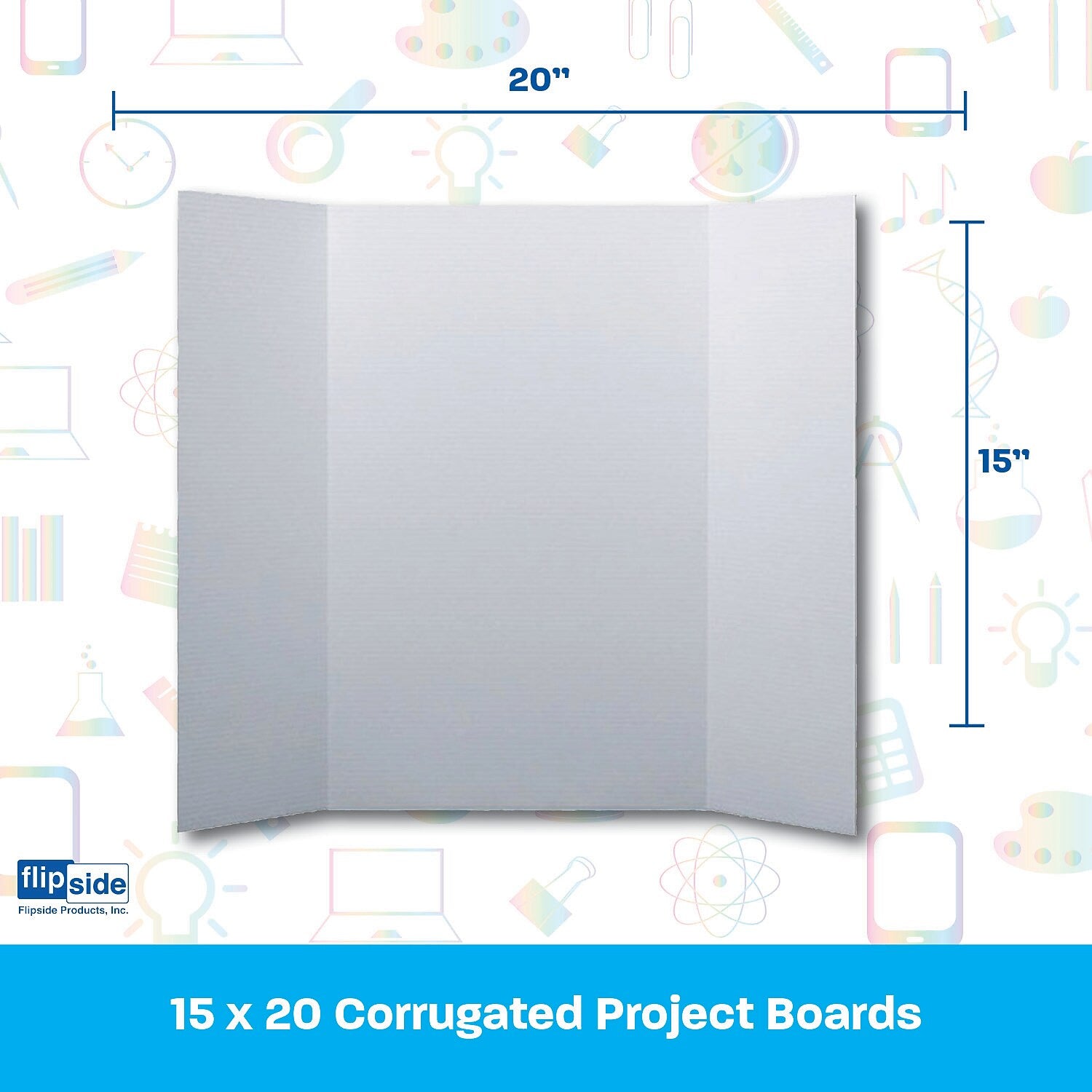 Flipside Corrugated Project Board, 15" x 20", White, 48/Carton (30012-48)
