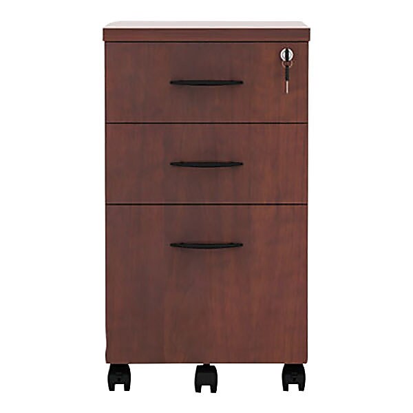 Alera Valencia 3 Drawer Mobile Box Pedestal File, Medium Cherry