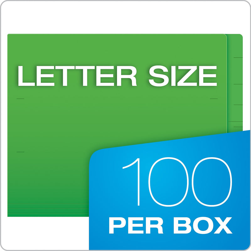 Pendaflex Recycled End Tab File Folder, Straight Cut, Letter Size, Green, 100/Box (H110DGR)