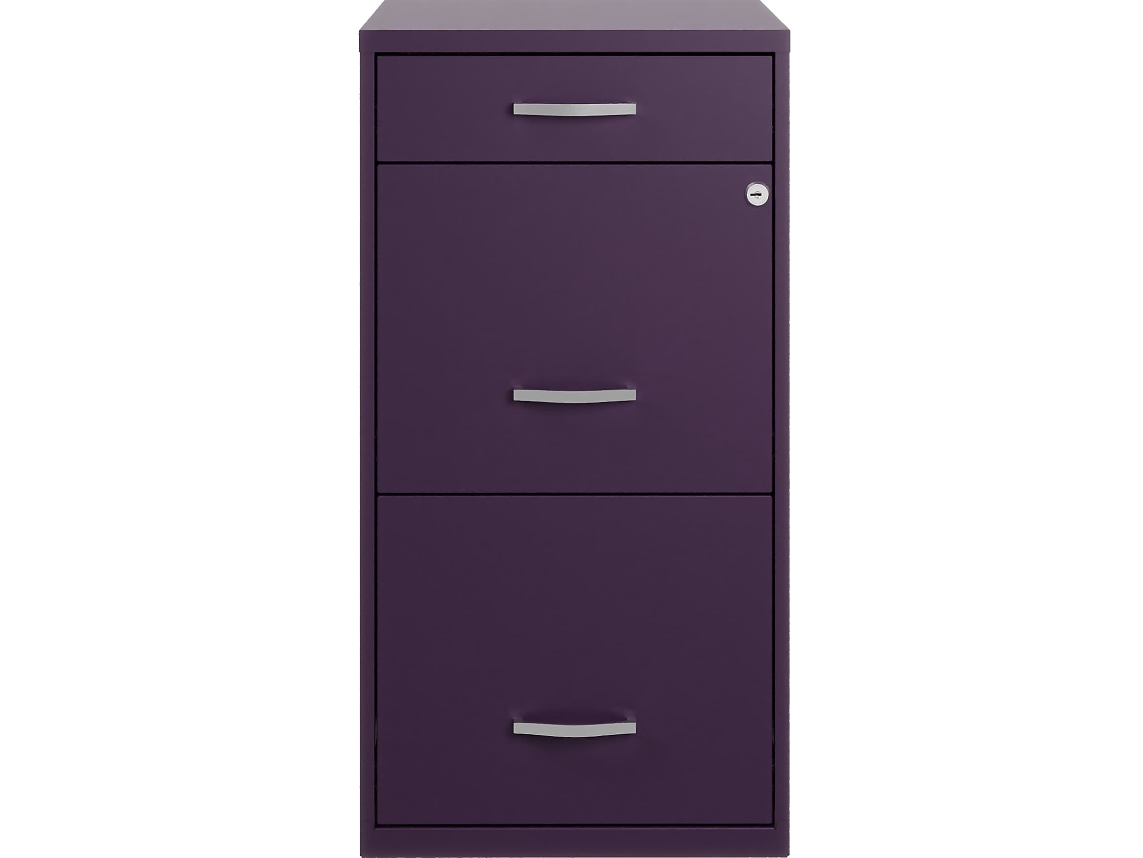 Space Solutions SOHO Organizer 3-Drawer Vertical File Cabinet, Letter Size, Lockable, Midnight Purple (25281)