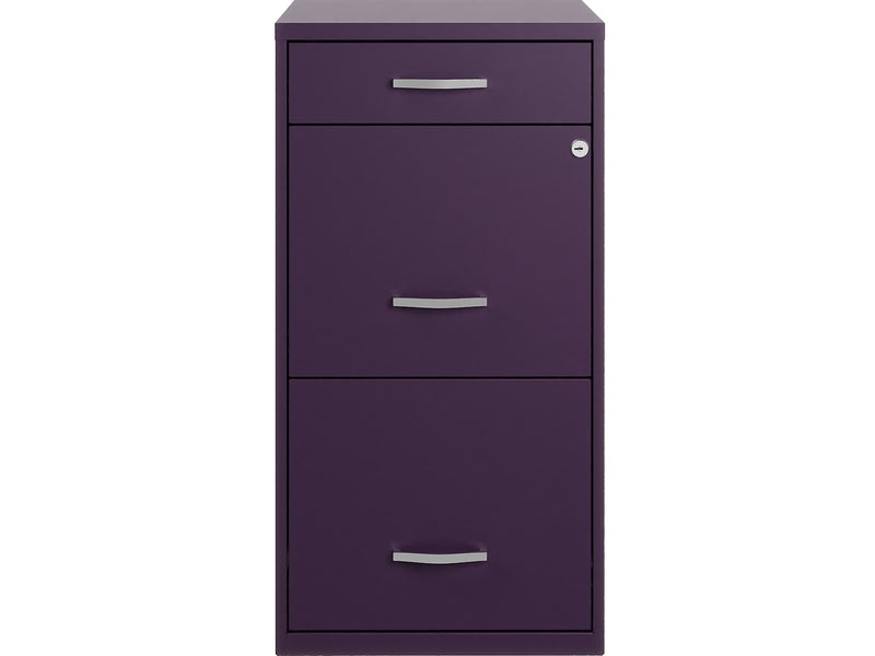 Space Solutions SOHO Organizer 3-Drawer Vertical File Cabinet, Letter Size, Lockable, Midnight Purple (25281)