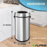Alpine Industries Stainless Steel Trash Can, 17 Gallon (470-65L)