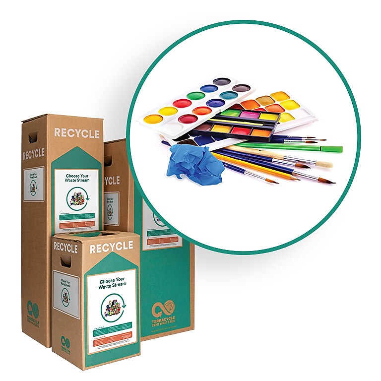 TerraCycle Cardboard Art Supplies Recycling Box, 21 Gallon, White and Green (286)