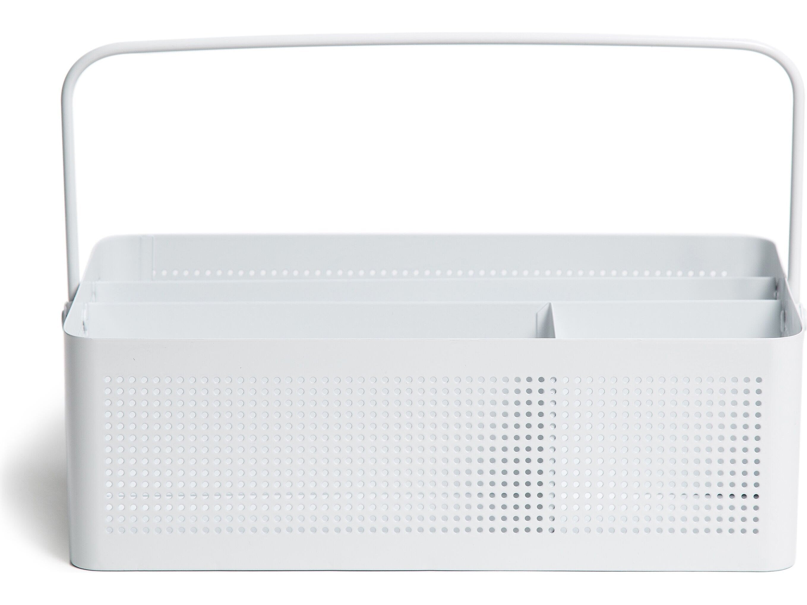 U Brands The Perforated Collection 4-Compartment Metal Desk Storage, White (5720U01-06)