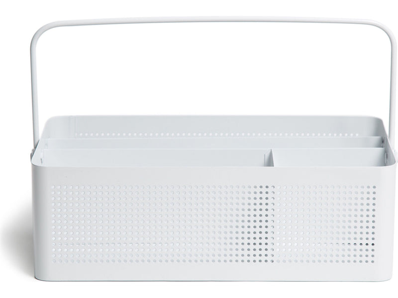 U Brands The Perforated Collection 4-Compartment Metal Desk Storage, White (5720U01-06)