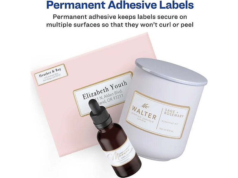 Avery Laser/Inkjet Shipping Labels, 2" x 4", White with Metallic Gold Borders, 100 Labels/Pack (6541)