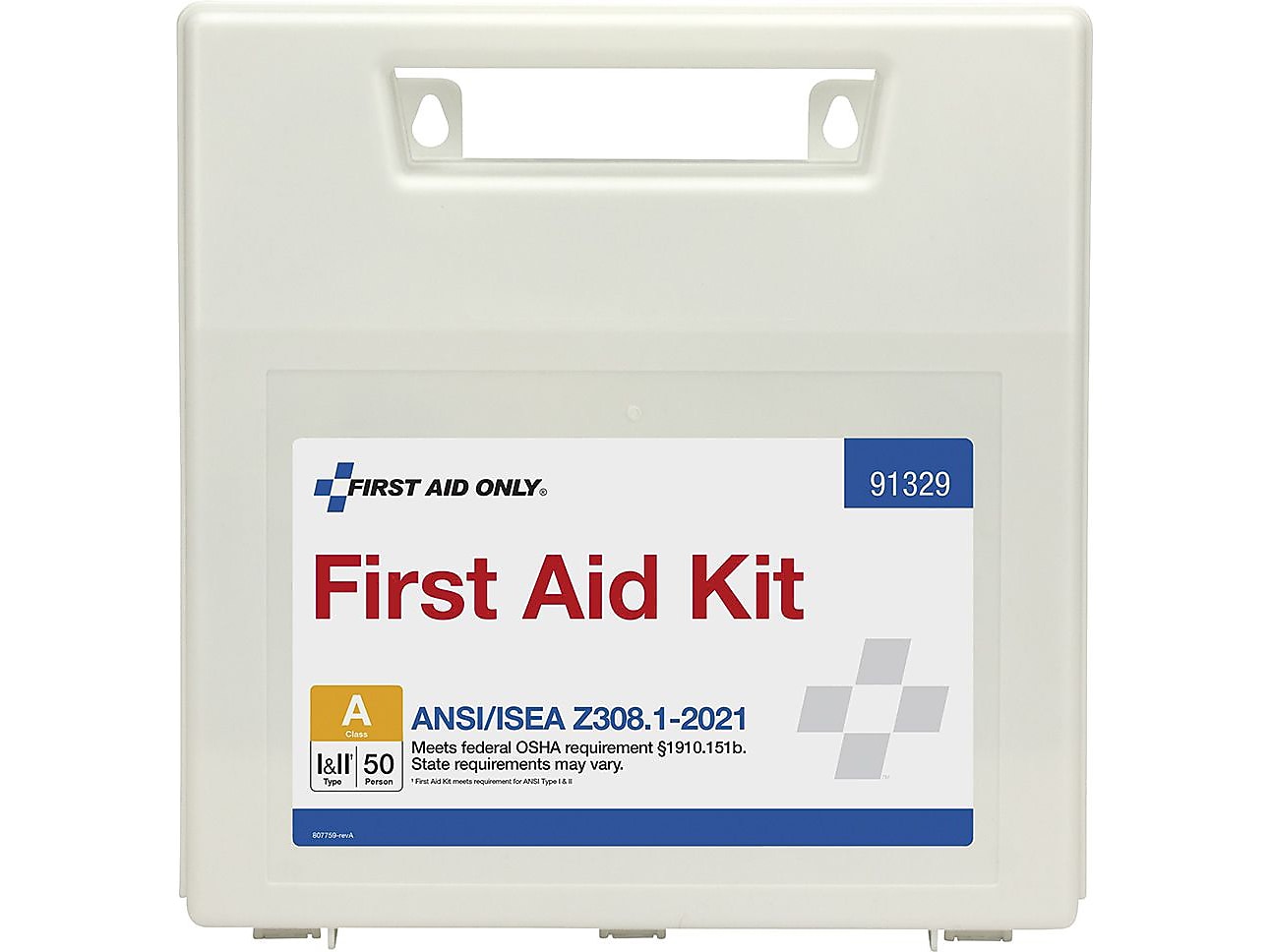 First Aid Only Plastic First Aid Kit, ANSI 2021 Class A, 50 People, 184 Pieces (91329)