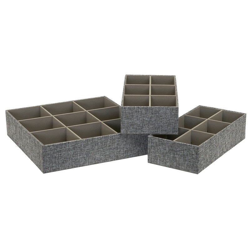 Household Essentials Drawer Organizers, Graphite, 3/Pack (752-1)