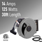 Hose Reel Pro 30 ft. Extension Cord Reel, 3-Outlet, 12 AWG, Gray (EC-GY-30)
