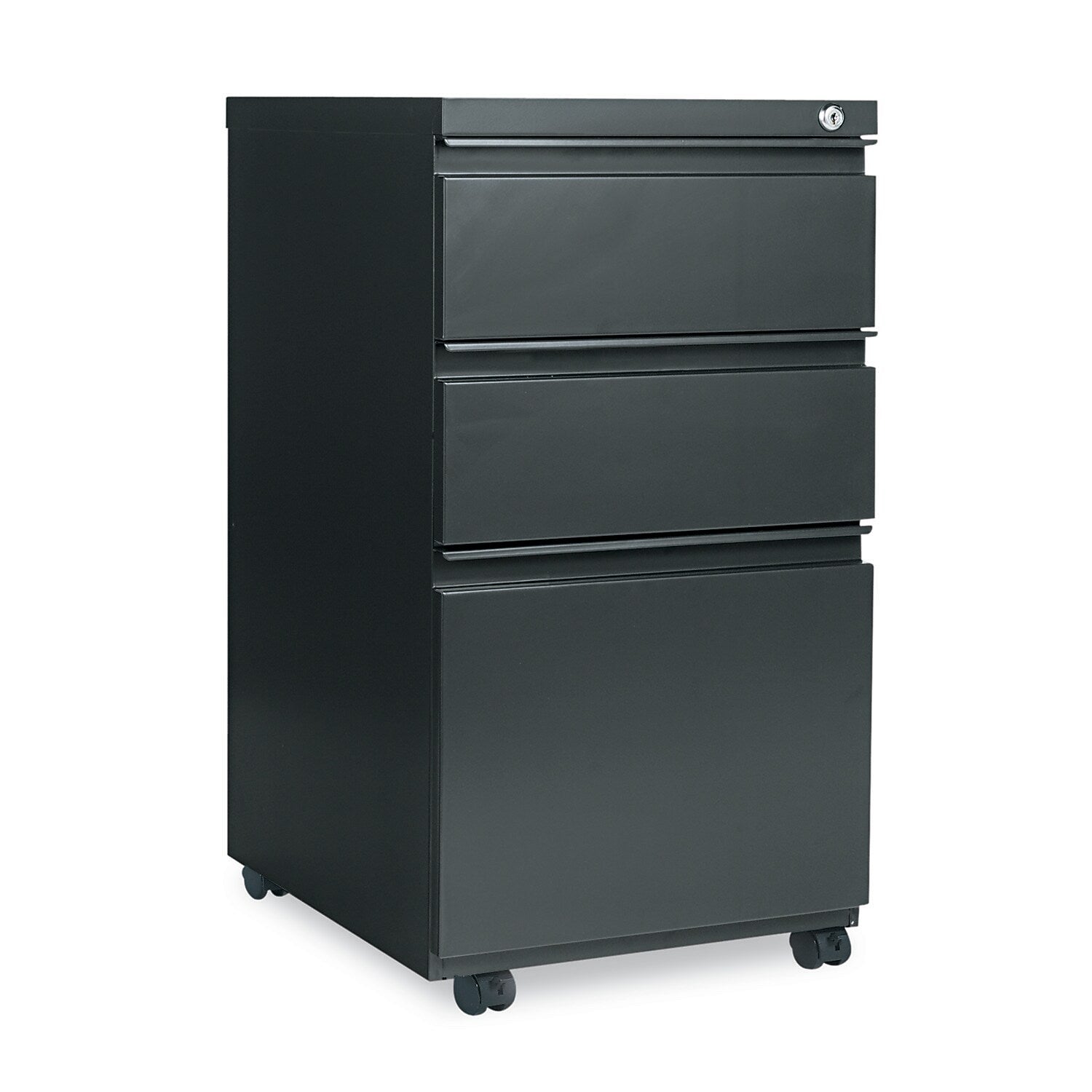 Alera 3-Drawer Mobile Vertical File Cabinet, Letter Size, Lockable, 28"H, Charcoal (ALEPBBBFCH)