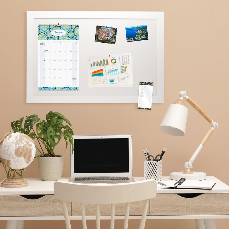 Excello Global Products Cork Bulletin Board, White Frame, 3' x 2' (EGP-HD-0519)