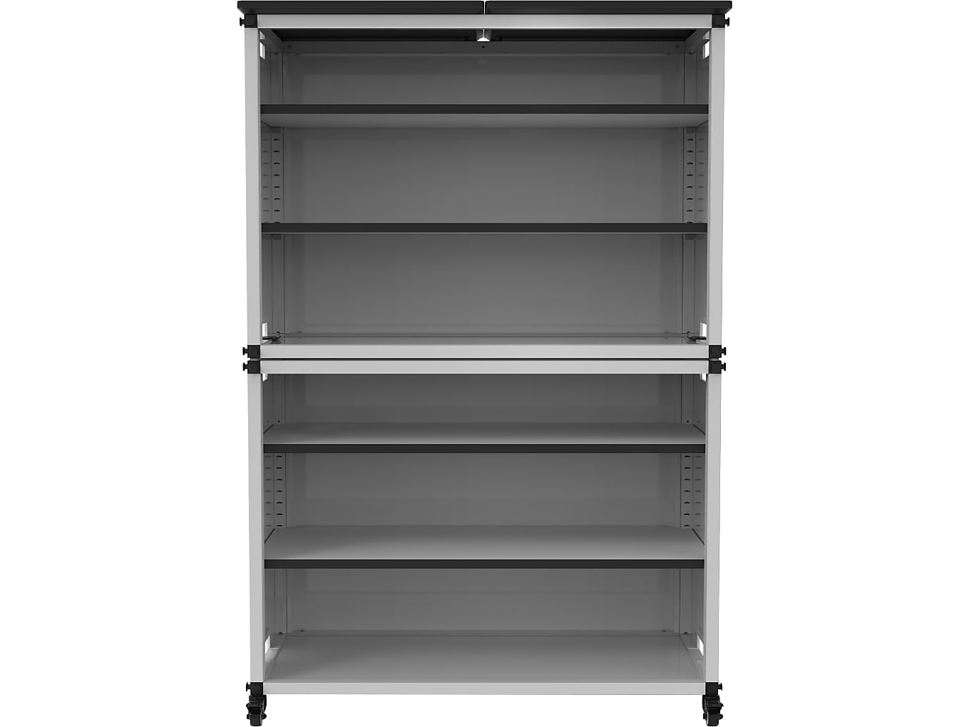 Luxor Mobile 6-Section Modular Classroom Bookshelf, 54.5"H x 36.5"W x 18.25"D, White (MBSCB07)