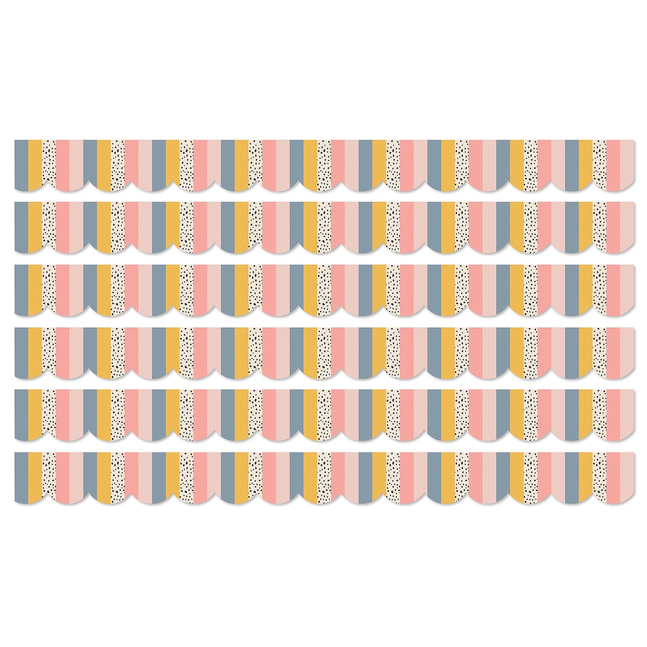 Carson Dellosa Education We Belong Scalloped Borders Per Bundle, 3"x 3', Stripes, 6/Bundle (CD-108493-6)