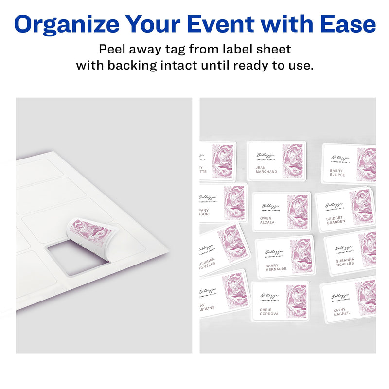 Avery Adhesive Laser/Inkjet Name Badges, 2 1/3" x 3 3/8", White, 160 Labels Per Pack (8395)
