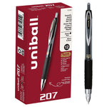 uni-ball 207 Retractable Gel Pens, Micro Point, 0.5mm, Black Ink, Dozen (61255)