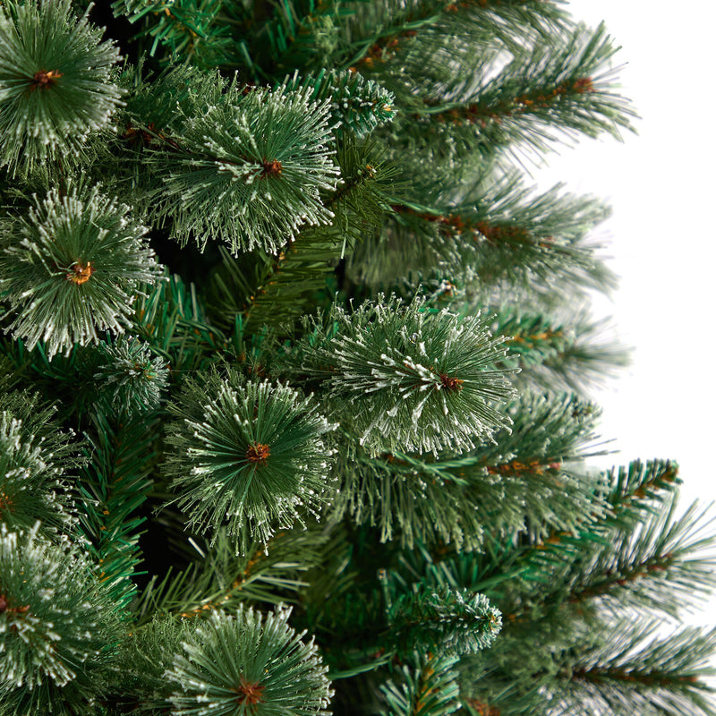 Nearly Natural 8-ft Wisconsin Slim Snow Tip Pine Artificial Christmas Tree with 600 Clear LED Lights (T3050)