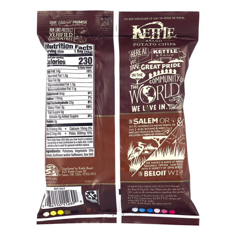 Kettle Brand Gluten Free Sea Salt Potato Chips, 1.5 oz., 24/Box (220-02567)