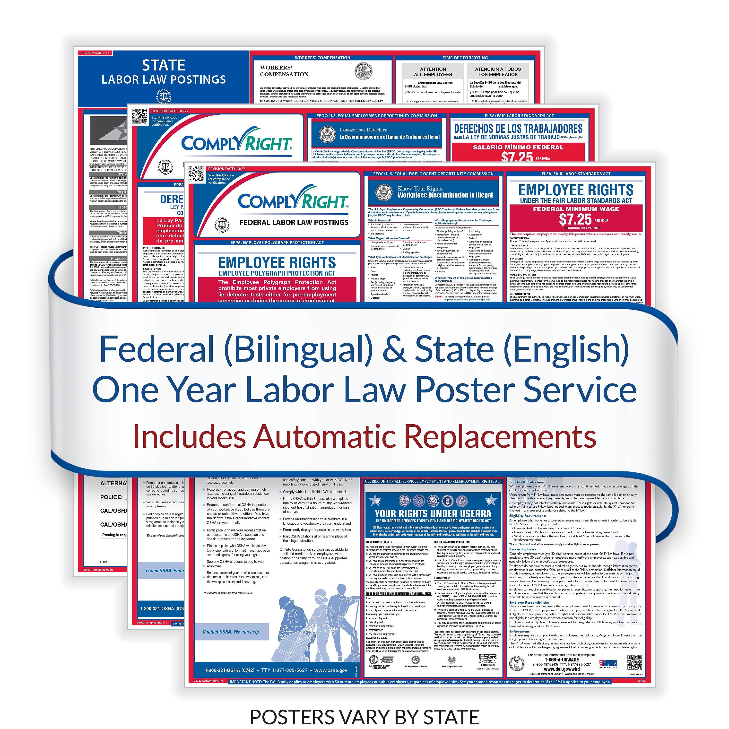 ComplyRight Federal (Bilingual) and State (English) Labor Law 1-Year Poster Service, Wisconsin (U1200CBOWI)