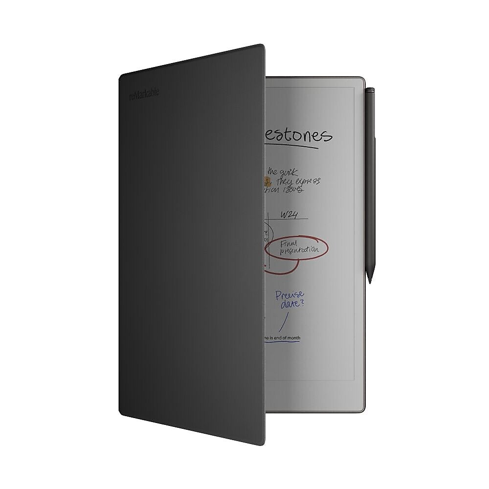 reMarkable Paper Pro 11.8" Tablet, WiFi, Linux, with Marker Plus & Black Leather BookFolio, Gray (RM83C-1005NW)