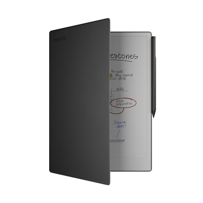 reMarkable Paper Pro 11.8" Tablet, WiFi, Linux, with Marker Plus & Black Leather BookFolio, Gray (RM83C-1005NW)