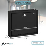 AdirOffice Steel Multipurpose Drop Box Interoffice Mailbox, Large, Black (631-03-BLK-PKG)