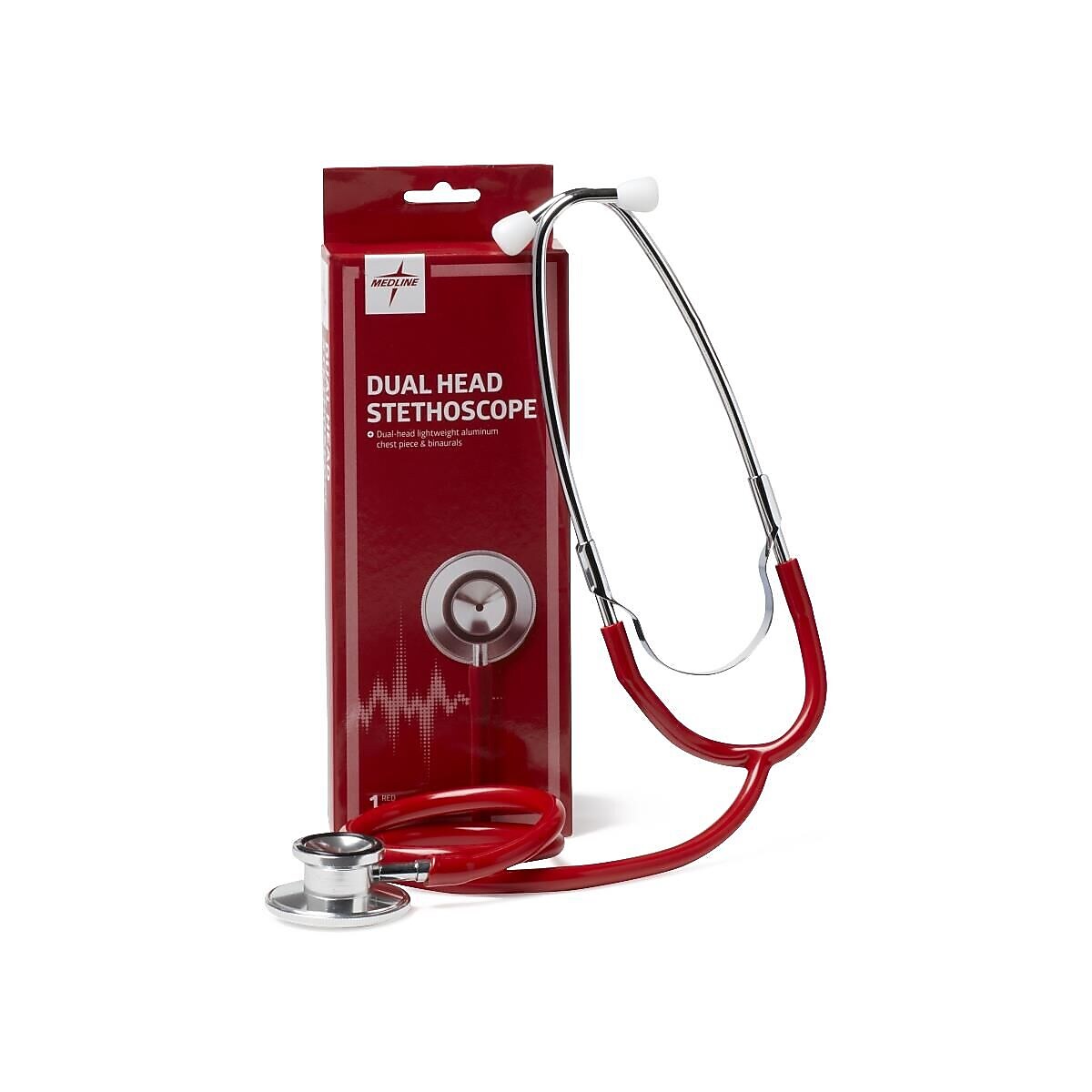 Medline Dual Head Stethoscope, Red (MDS926206)